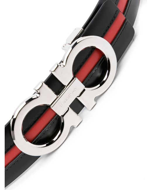 Ferragamo Black Gancini-buckle Leather Belt for men