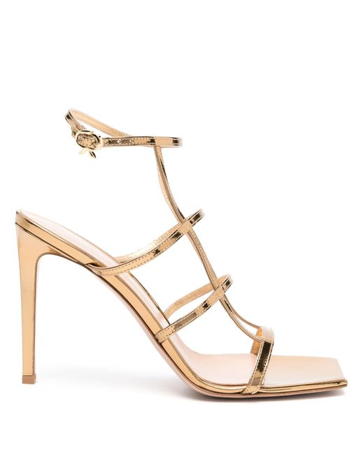 Gianvito Rossi Natural Tone Caged 95mm Patent Leather Sandals