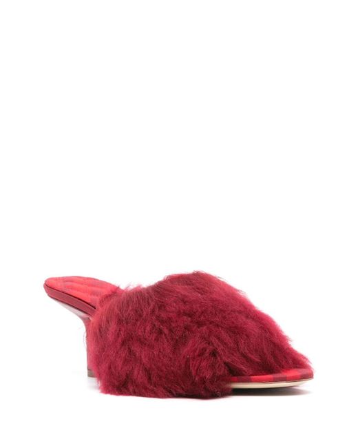 Burberry Red Jackie 65 Shearling Mules
