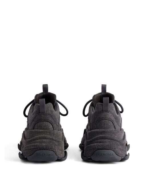 Balenciaga Black Triple S Denim Sneakers for men