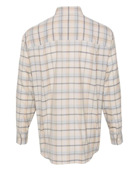 Auralee Gray Neutral Checked Wool Shirt - Men's - Wool for men