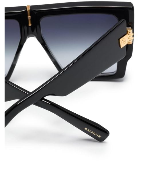 BALMAIN EYEWEAR Gray B-grand Rectangle-frame Sunglasses - Unisex - Acetate