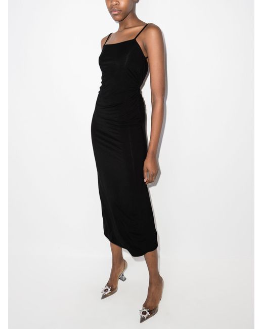black square neck spaghetti strap dress
