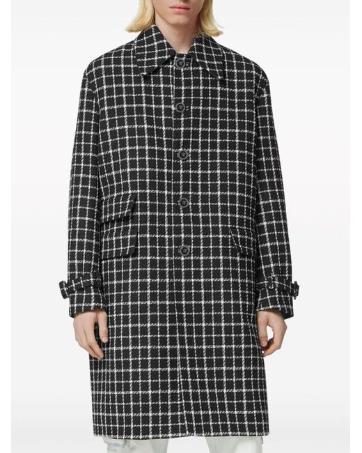 Versace Black Checked Tweed Wool Coat - Men's - Polyamide/virgin Wool for men