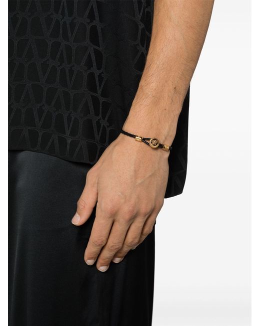 Versace Black Medusa Biggie Braided Leather Bracelet
