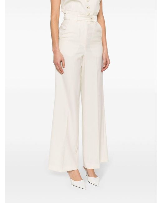 Racil White Neutral Michael Wool Palazzo Trousers