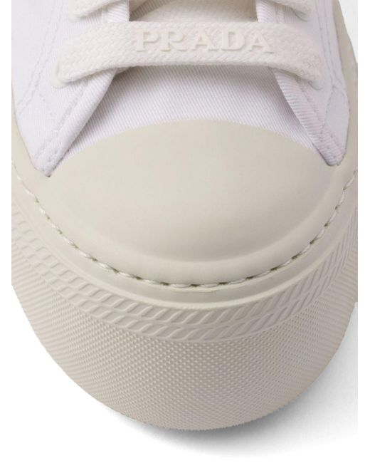 Prada White Laced Fabric Sneakers