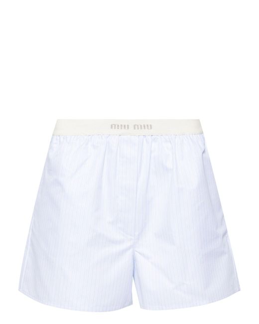 Miu Miu White Striped Cotton Boxer Shorts