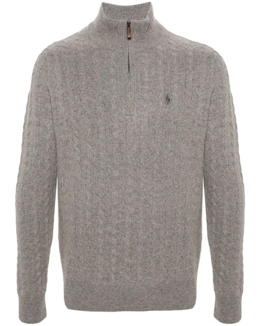 Polo Ralph Lauren Gray Polo Pony Cable-knit Sweater for men