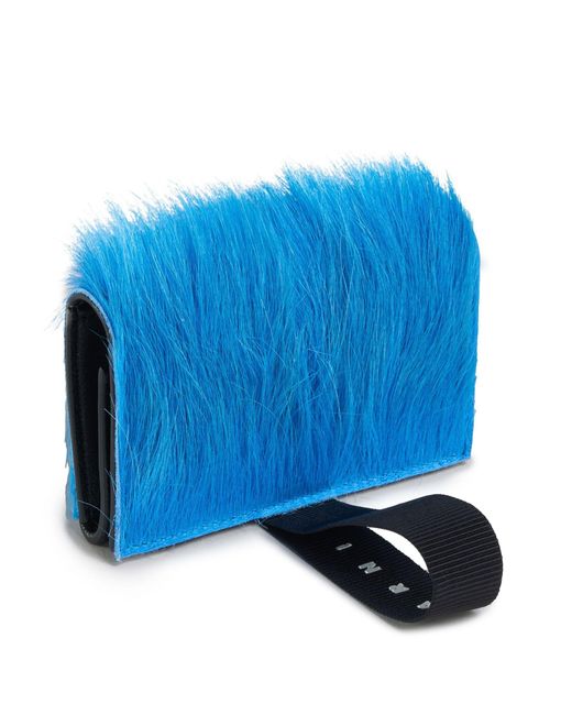 Marni Blue Logo-strap Brushed-effect Wallet for men