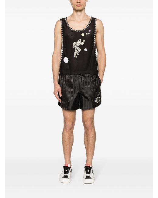 Nike Black Floral-embroidered Trimming Mesh Tank Top for men