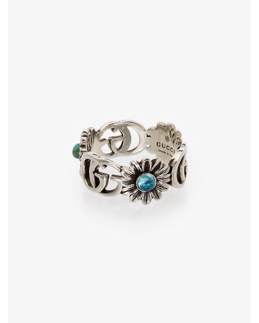 Gucci Double G Flower Ring in Silver 