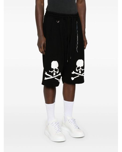 MASTERMIND WORLD Black Skull-Print Shorts for men