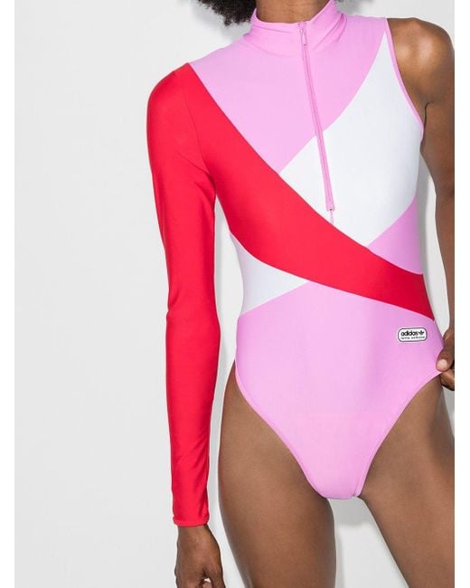 adidas X Lotta Volkova One Sleeve Swimsuit in Pink | Lyst