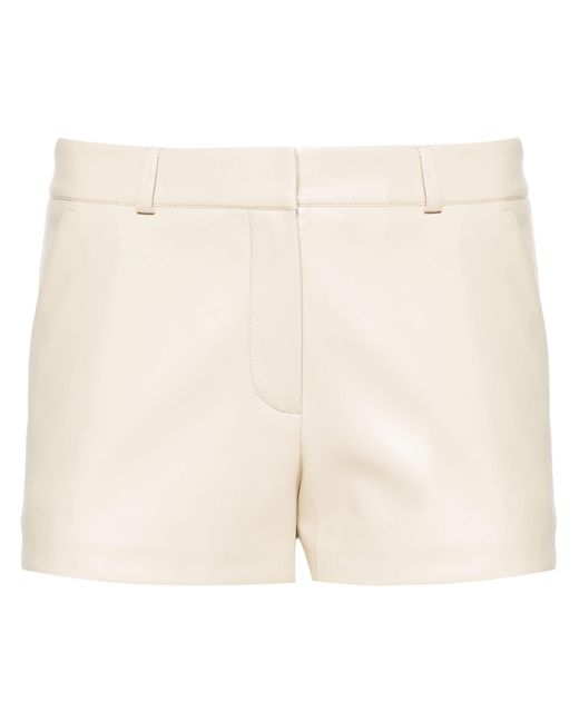 Frankie Shop Natural Light Beige Kate Faux-leather Shorts - Women's - Polyurethane/polyester