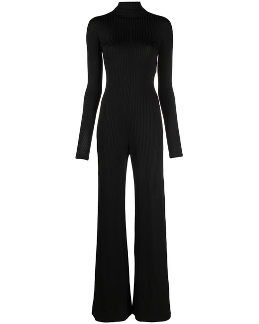 Balenciaga Ribbed-knit Jumpsuit in Black | Lyst