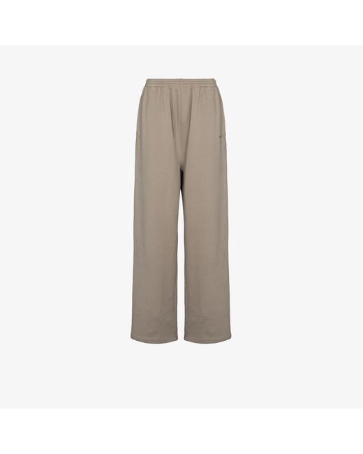 Balenciaga Wide Leg Cotton Track Pants in Grey (Gray) - Lyst