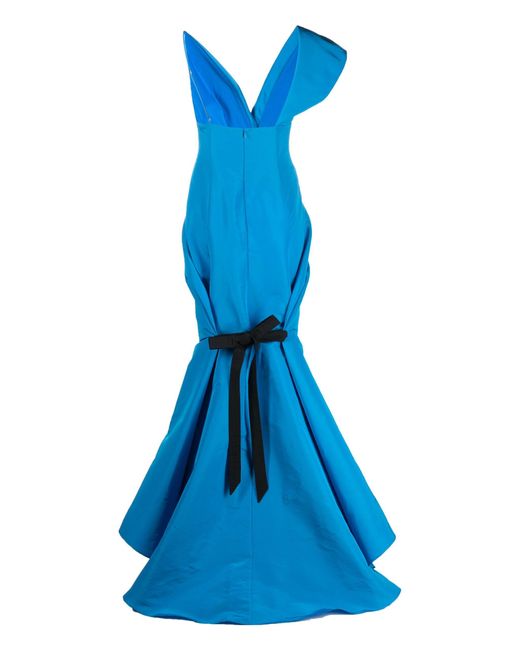 Christopher John Rogers Blue Asymmetric Silk Trumpet Gown - Women's - Silk