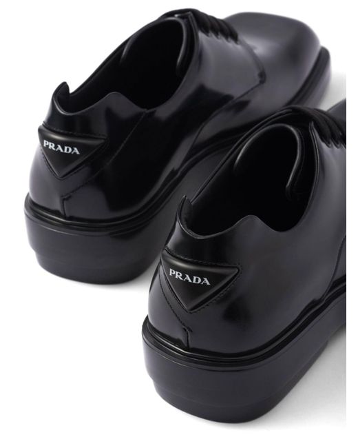 Prada Black Fender Leather Derby Shoes - Men's - Leather for men