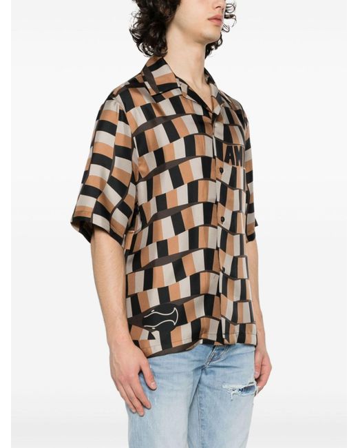 Amiri Black Snake Checker Silk Shirt for men