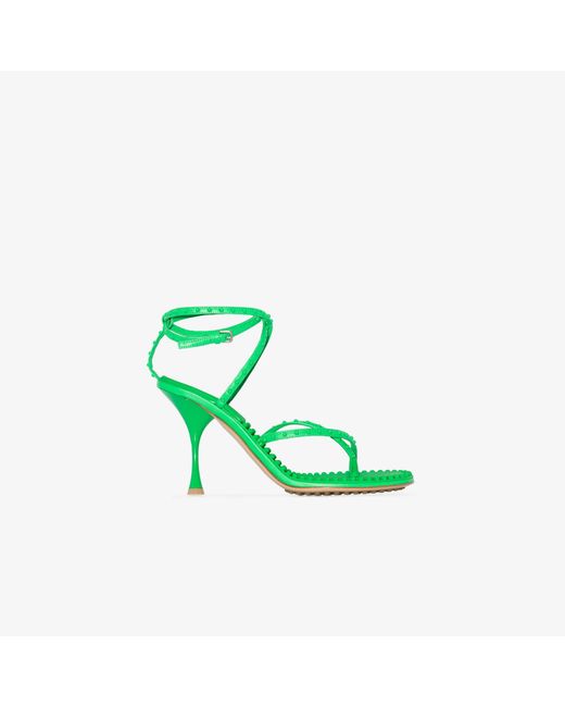 Bottega Veneta Green Dot 90 Leather Sandals