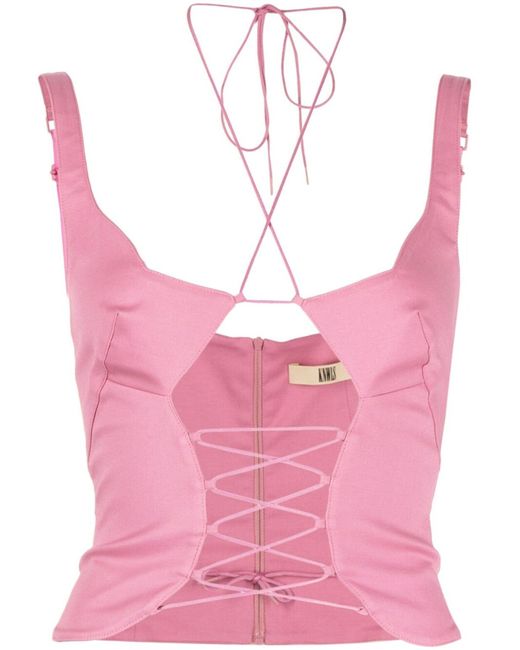 KNWLS Pink Ray Lace Up Corset Top - Women's - Pure Cotton/elastane