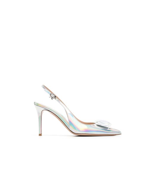 Gianvito Rossi Silver-tone Jaipur 85 Holographic Slingback Leather ...