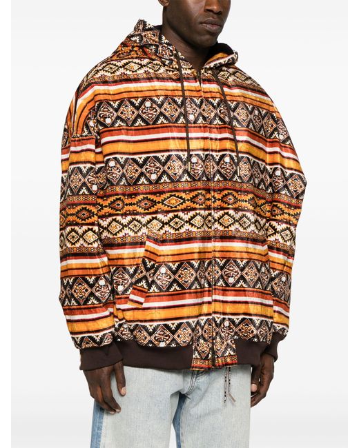 Mastermind Japan Orange Geometric-print Hooded Jacket for men