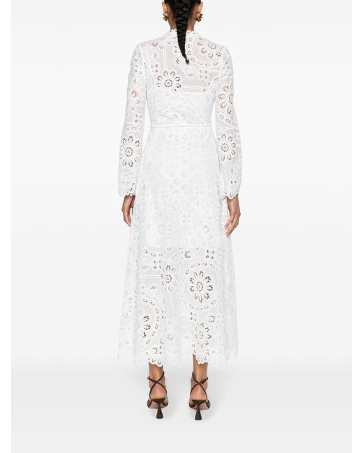 Zimmermann White Broderie Anglaise Long-sleeved Dress