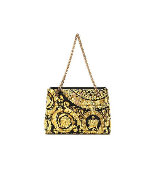 Versace Yellow Virtus Baroque Quilted Silk Shoulder Bag | Lyst