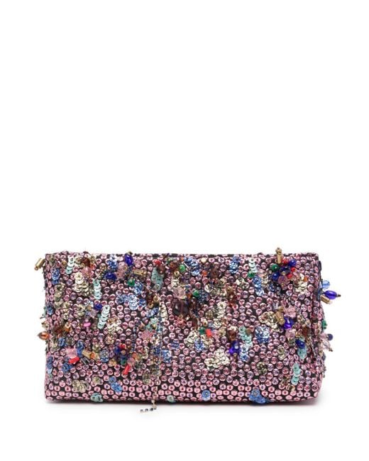 Dries Van Noten Purple Sequinned Clutch Bag