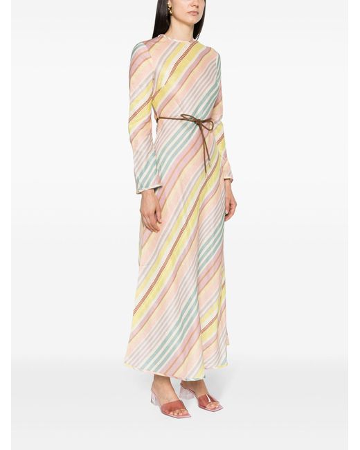 Zimmermann Natural Multicolour Diagonal Stripes Maxi Dress