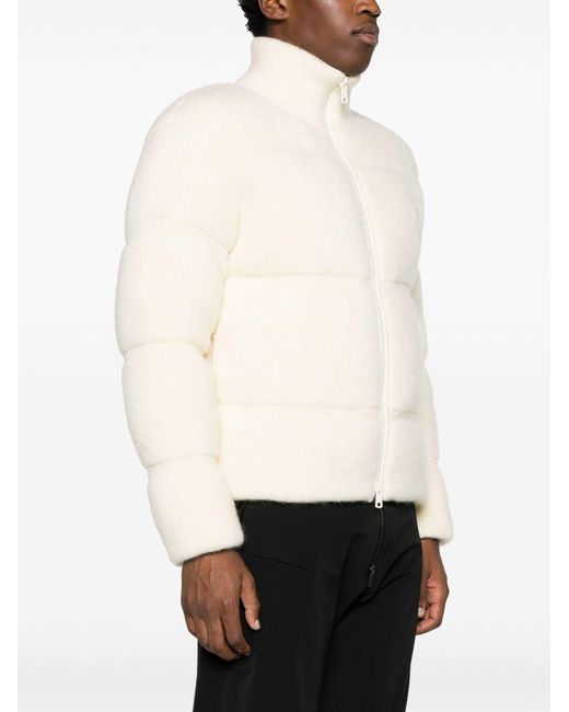 Moncler White Neutral Logo-appliqué Fleece Jacket - Men's - Wool/mohair/polyamide/elastanepolyamidefeather Down for men