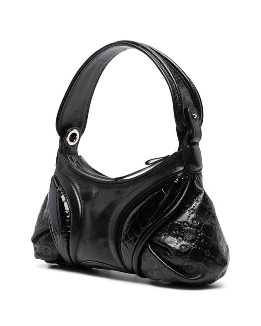 MARINE SERRE Black Stardust Leather Shoulder Bag