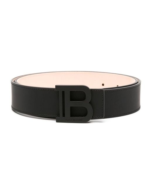 Balmain Black Logo-plaque Buckled Belt - Men's - Leather for men