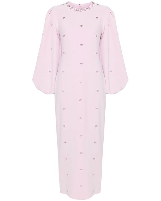 Huishan Zhang Pink Joelle Crystal-embellished Midi Dress