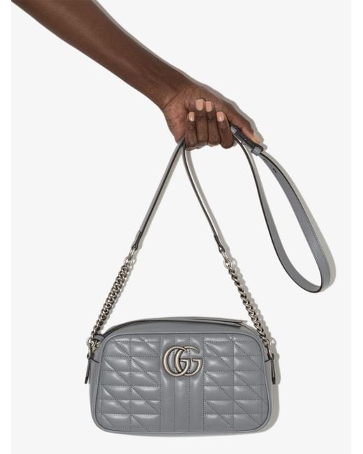 Gucci gg Marmont Small Leather Camera Bag Women s Suede leather in Gray Lyst