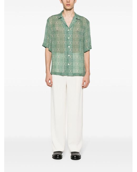 Dries Van Noten Green Cassi Geometric-print Shirt for men