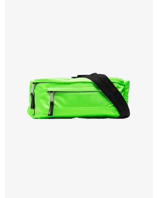 Prada Neon Green Nylon Belt Bag for men