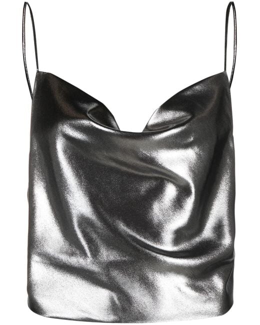 ROTATE BIRGER CHRISTENSEN Gray Metallic Vest Top - Women's - Polyester/recycled Polyester