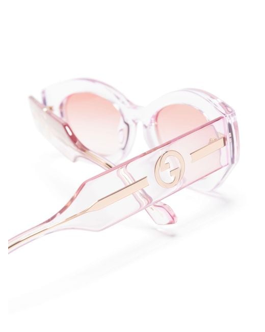 Gucci Pink Interlocking G Oval-frame Sunglasses - Women's - Acetate