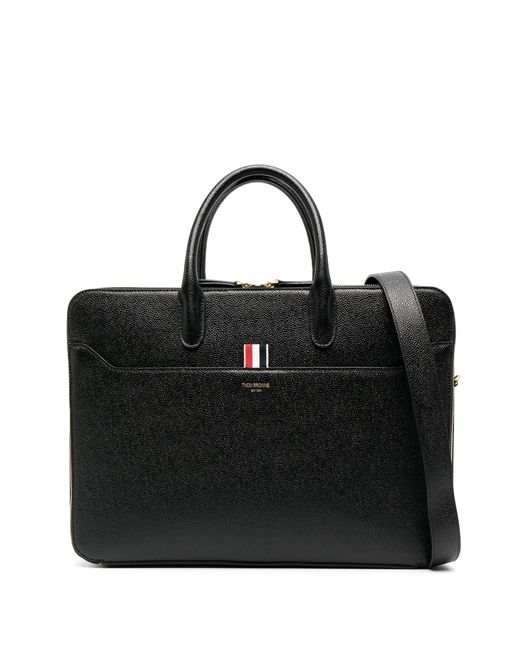 Thom Browne Black Rwb-loop Leather Briefcase - Unisex - Calf Leather/polyester