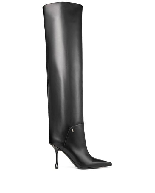 Jimmy Choo Black Cycas 95 Leather Over-the-knee Boots