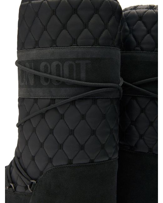 Moon Boot Black Icon Suede-trimmed Quilted Shell Snow Boots