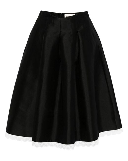 ShuShu/Tong Black Lace-trim A-line Skirt