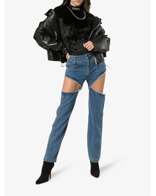 Telfar Denim High Waisted Cutout Jeans 