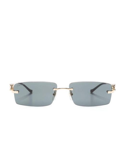 Cartier Gray Gold-tone Ct0430s Rectangle-frame Sunglasses - Women's - Metal