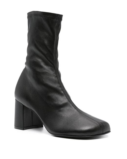 Dries Van Noten Black 75mm Ankle Leather Boots - Women's - Fabric/calf Leather/rubber/calf Leather