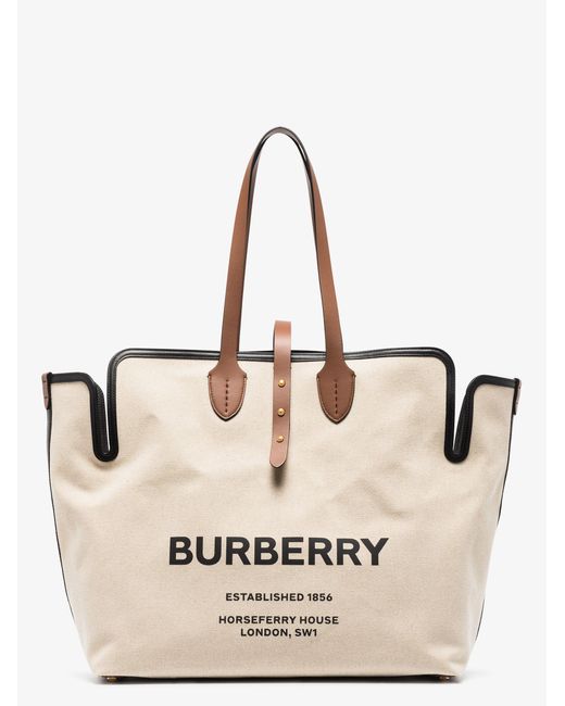 Totes bags Burberry - Slouchy canvas logo print large shopping bag - 8010588