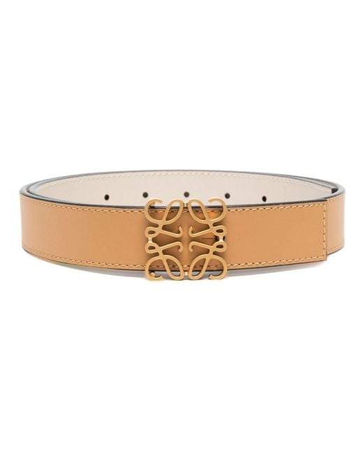 Loewe Natural Neutral Reversible Anagram Leather Belt - Women's - Calf Leather